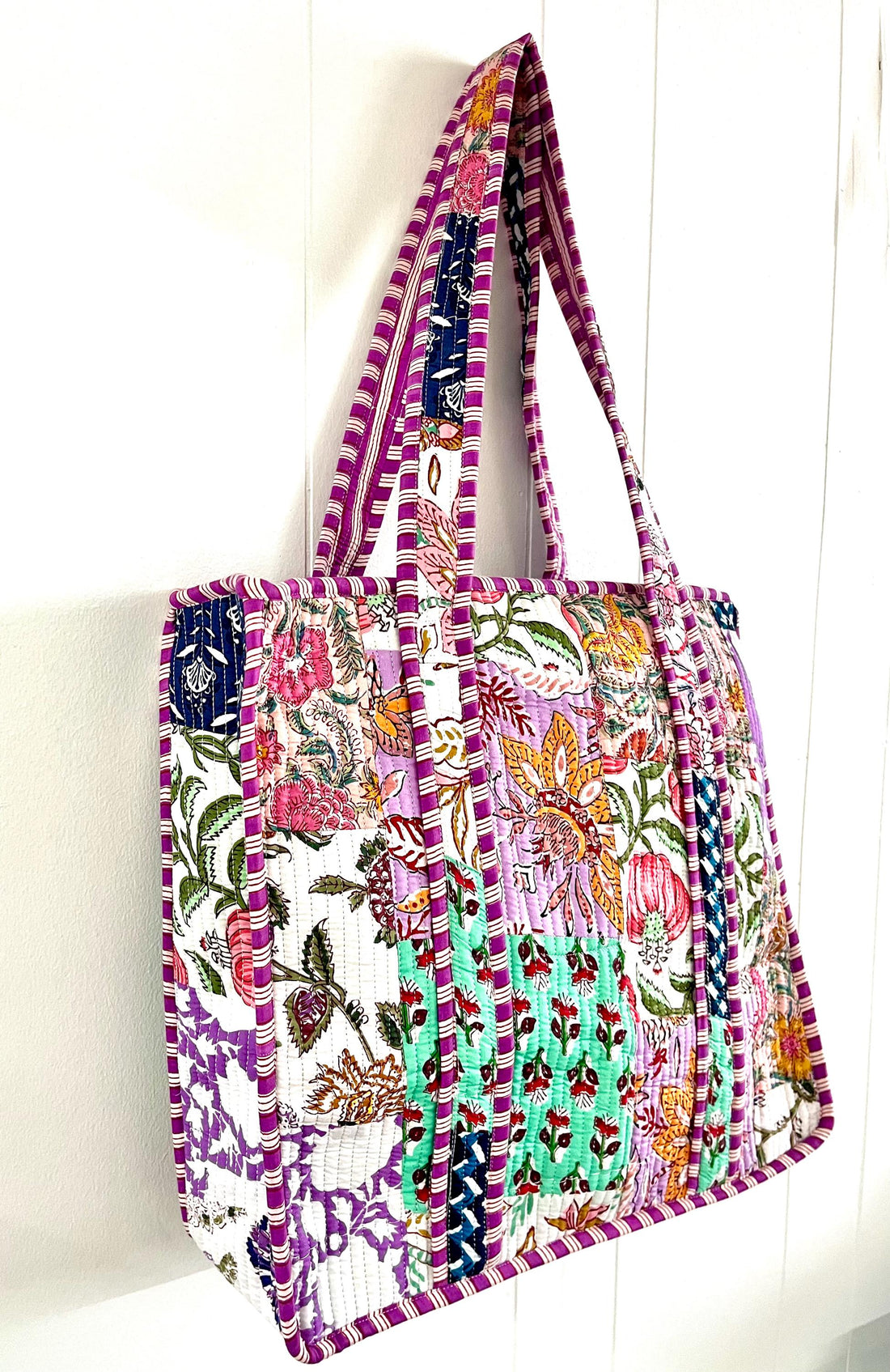 Lenora Dame Quilted Patchwork Tote Bag-Large