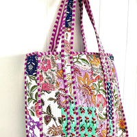 Lenora Dame Quilted Patchwork Tote Bag-Large