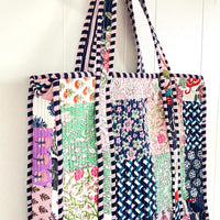Lenora Dame Quilted Patchwork Tote Bag-Large