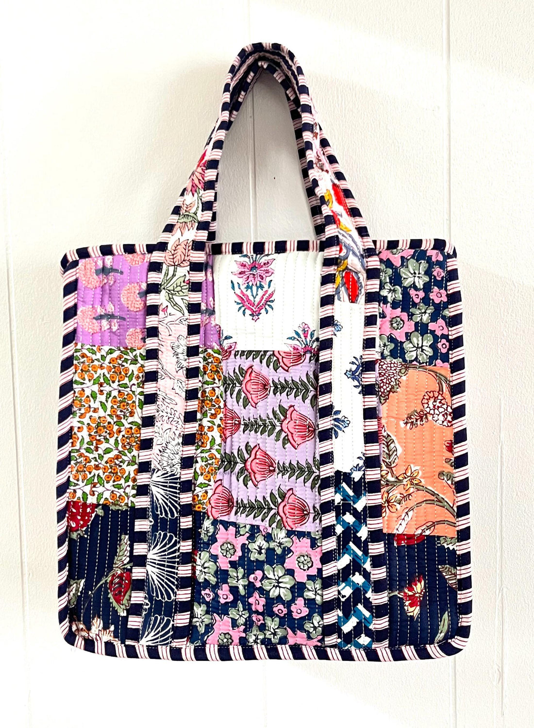Lenora Dame Quilted Patchwork Tote Bag- Small
