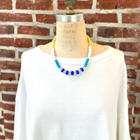 Lenora Dame Color Block Necklace in Aqua & Royal Blue