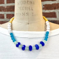 Lenora Dame Color Block Necklace in Aqua & Royal Blue