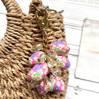 Lenora Dame Spring Egg Bag Charm - Pink & Iridescent