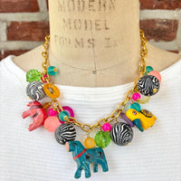 Lenora Dame Wooden Safari Animal Charm Necklace