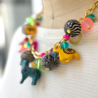 Lenora Dame Wooden Safari Animal Charm Necklace
