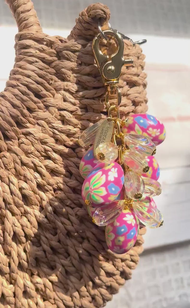 Lenora Dame Spring Egg Bag Charm - Pink & Iridescent