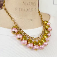 Lenora Dame Pink Pearl + Bead Cap Charm Necklace