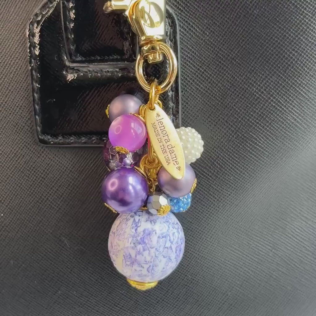 Lenora Dame Lavender Toile Purse Charm