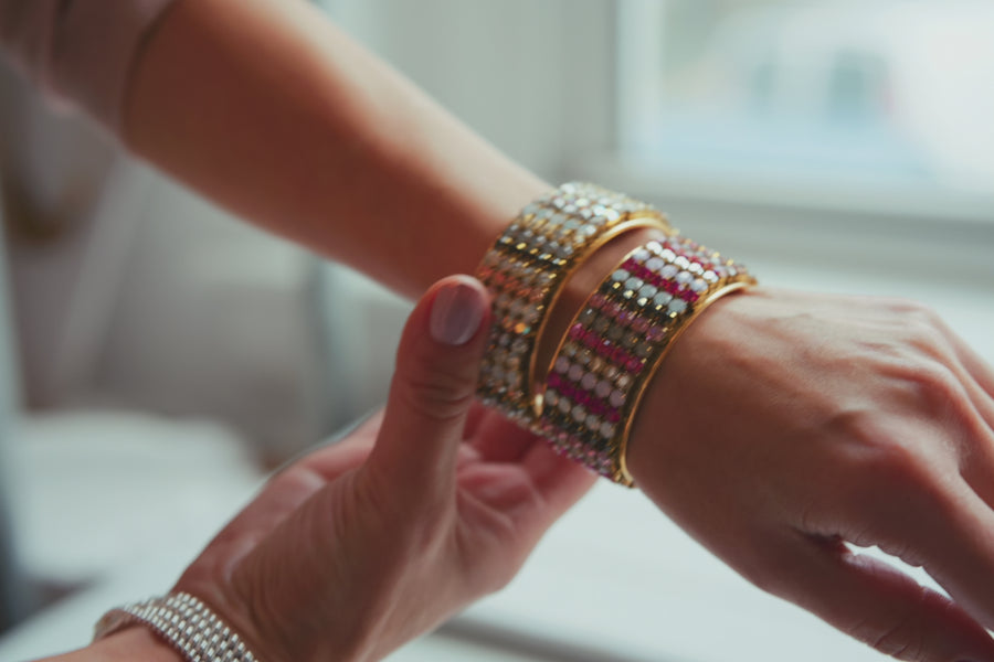 Rhinestone Cuff Bracelet - Choice of 3 Colors