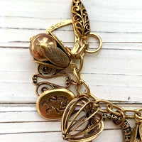 Vintage Inspired Gilded Charm Bracelet