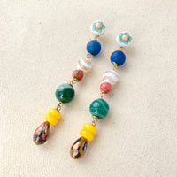 Folk Art Dew Drop Glass Beaded Earrings