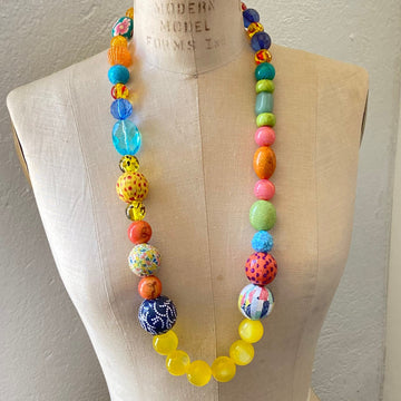 Long colorful beaded necklace. Handmade necklace. Lenora Dame necklace. 