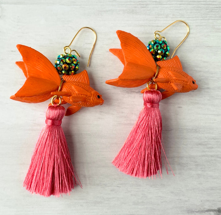 Lenora Dame Sparkle Koi Tassel Earrings