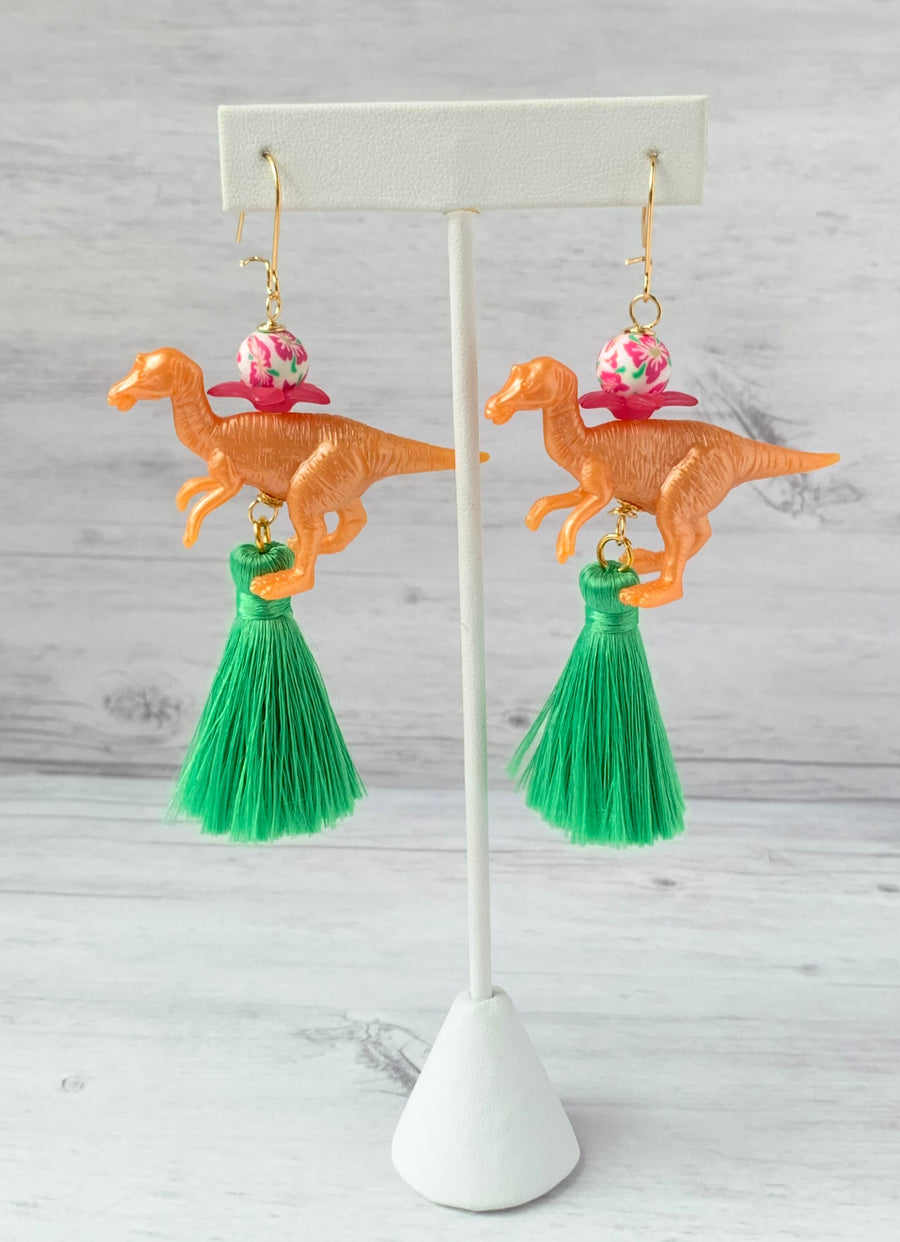 Lenora Dame Clementine Velociraptor Tassel Earrings