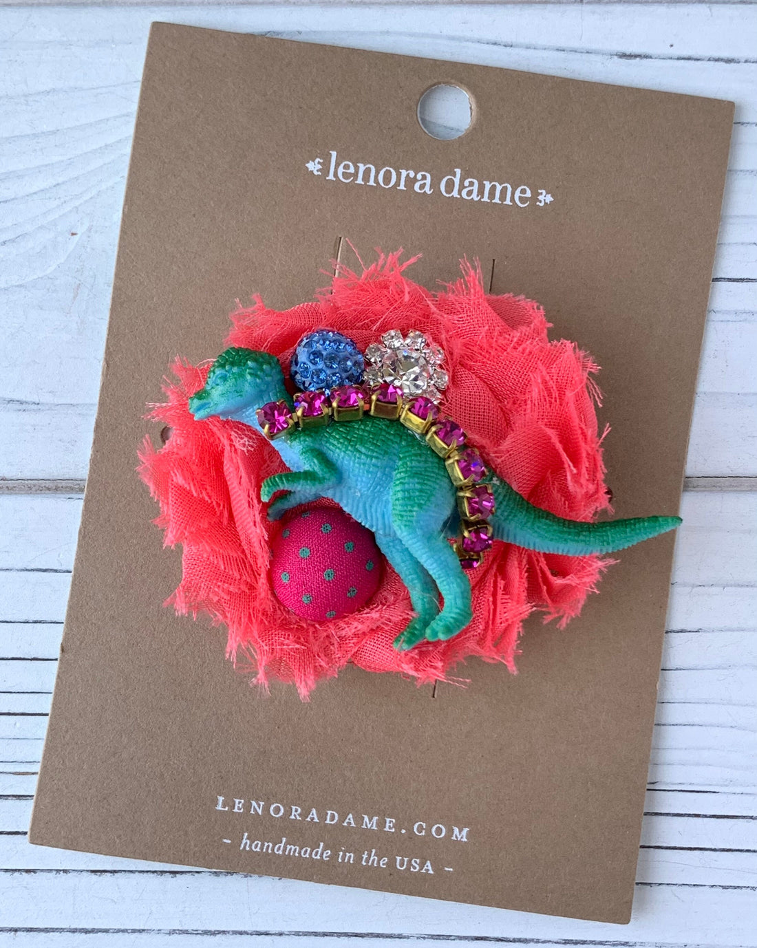 Lenora Dame Dino-Mite Barrette in Papaya