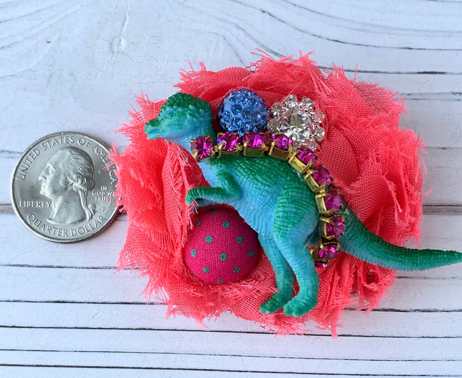 Lenora Dame Dino-Mite Barrette in Papaya