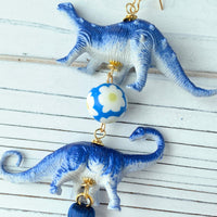 Lenora Dame Varsity Blues Dino Tassel Earrings