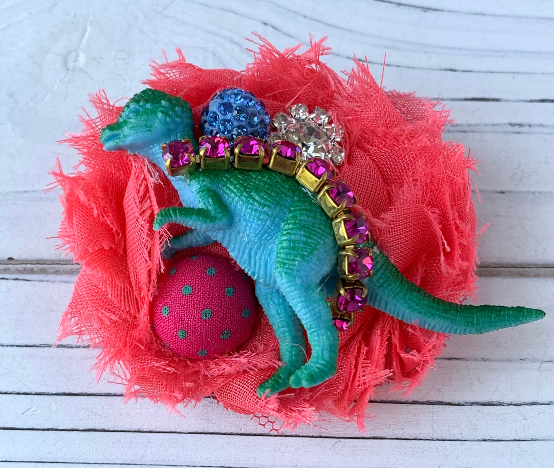 Lenora Dame Dino-Mite Barrette in Papaya