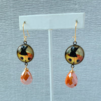 Lenora Dame Jack-o-Lantern Kitten Halloween Earrings