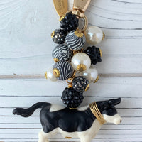 Lenora Dame Holstein Heifer Cow Keychain Charm
